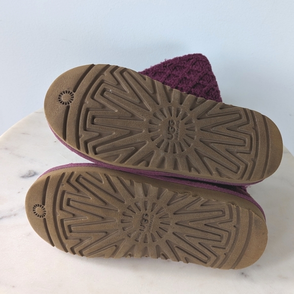 UGG Girls Purple Plum Lattice Cardy Knit Boots - Picture 14 of 14